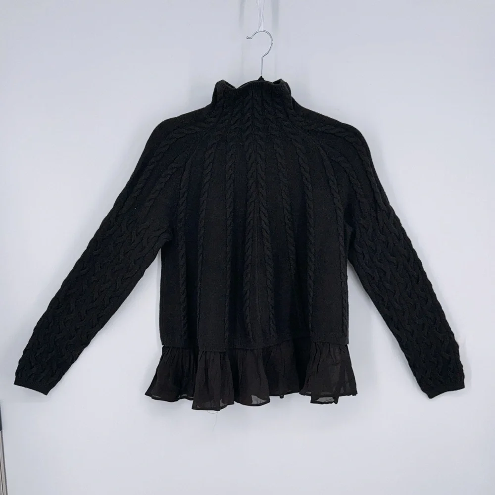 By Anthropologie Mock-Neck Sheer Mixed Media Sweater Size S - Picture 5 of 9